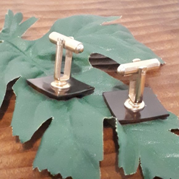 Vintage Bakelite Cufflinks Gold Tone Men Jewelry Accessories - Picture 4 of 4